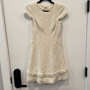 REBECCA TAYLOR Cream Tweed Dress